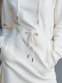 Relaxed Fit Hooded Mini Dress In Soft White