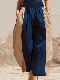 Elegant Color-Block Sleeveless Top & Wide-Leg Pants Set