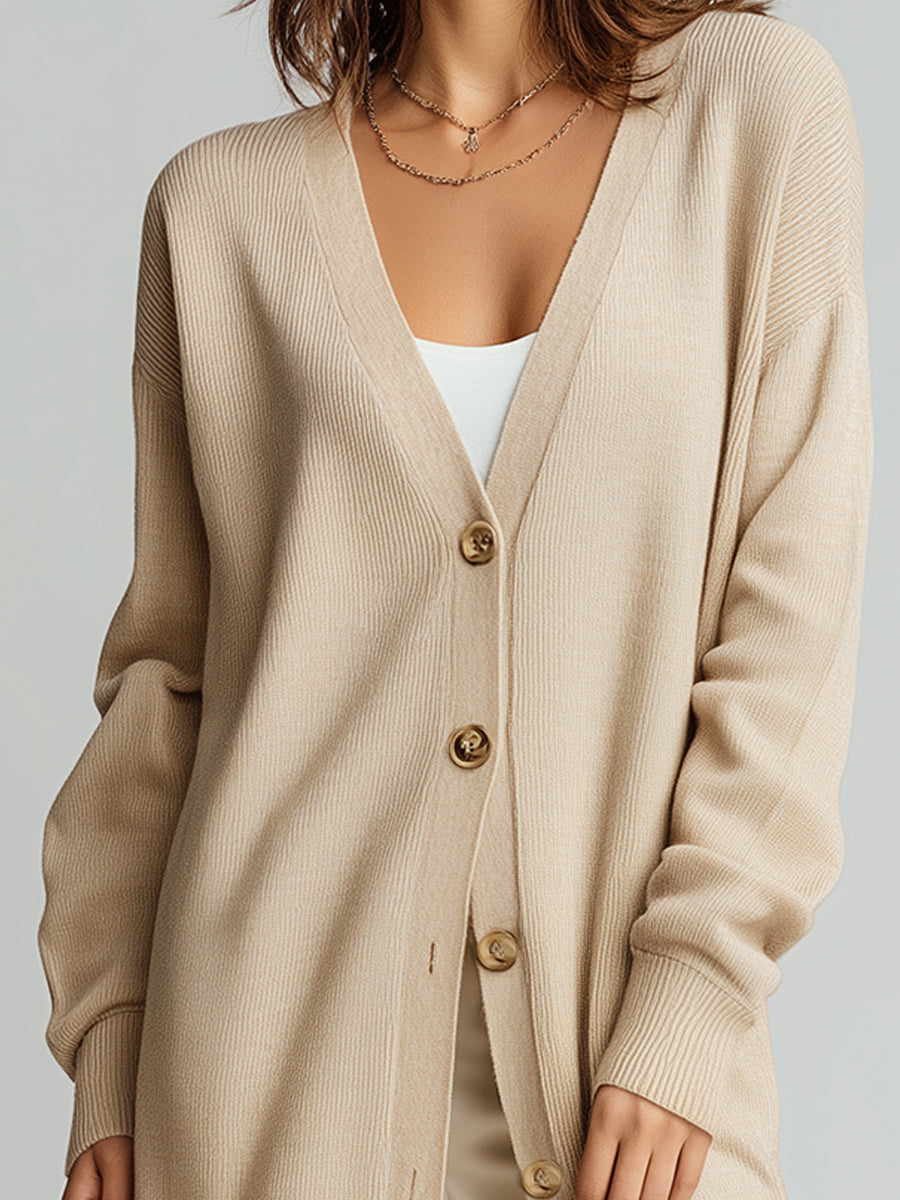 Long V-neck Knitted Cardigan
