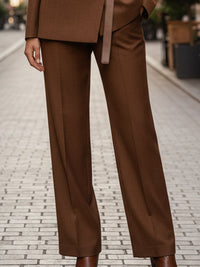 Tailored Belted Brown Pantsuit