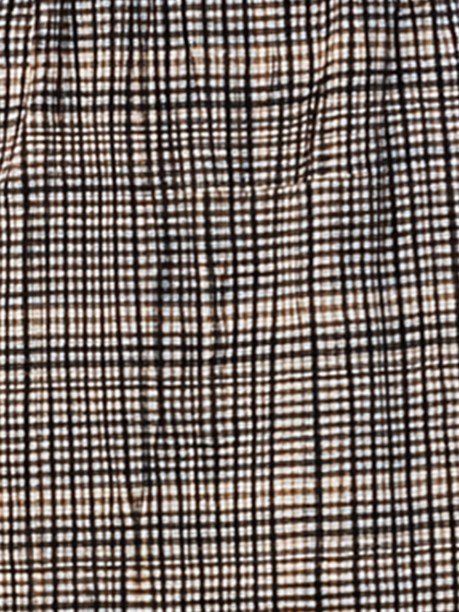 Checked High-Neck Long Sleeve Midi Dress