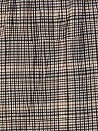 Checked High-Neck Long Sleeve Midi Dress