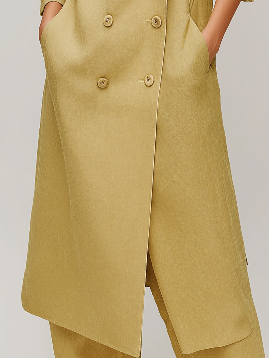 Double-Breasted Longline Trench Blazer