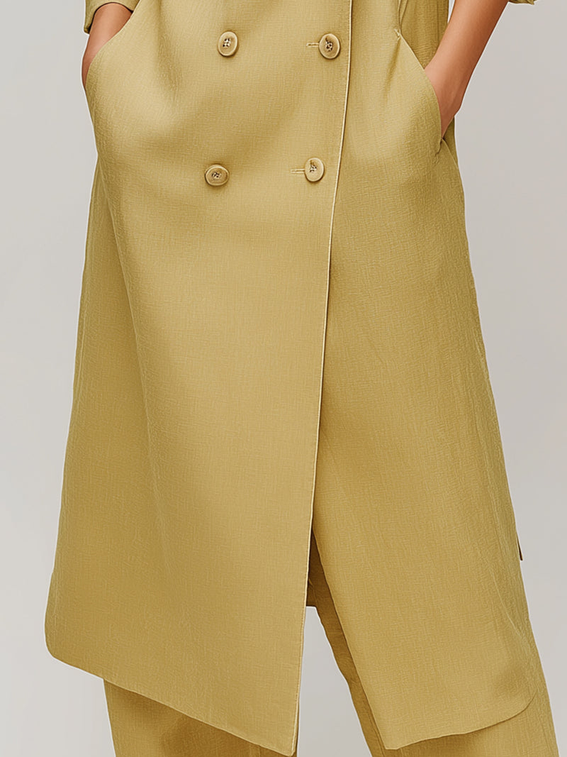 Double-Breasted Longline Trench Blazer