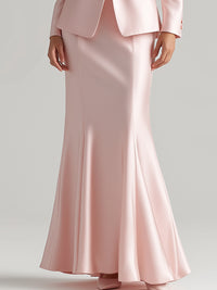 Satin Blazer And Floor-Length Skirt Set