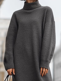 Charcoal Turtleneck Maxi Knit Dress