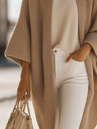 Sand Beige Oversized Knit Cardigan