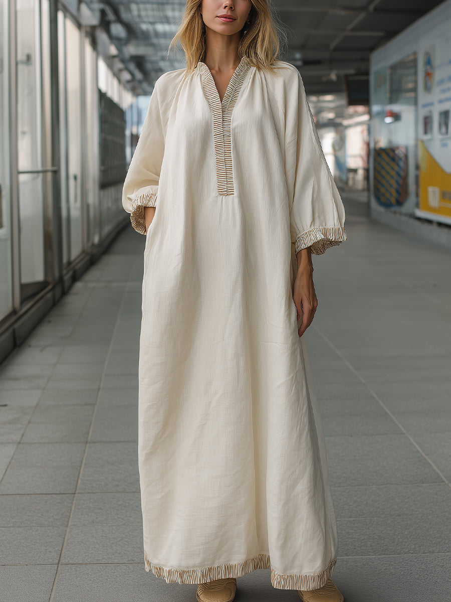 Long-Sleeve Relaxed Silhouette Maxi Dress