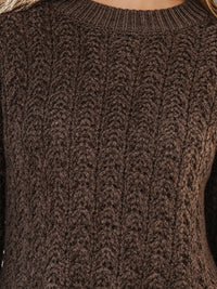 Chocolate Brown Cable Knit Peplum Sweater