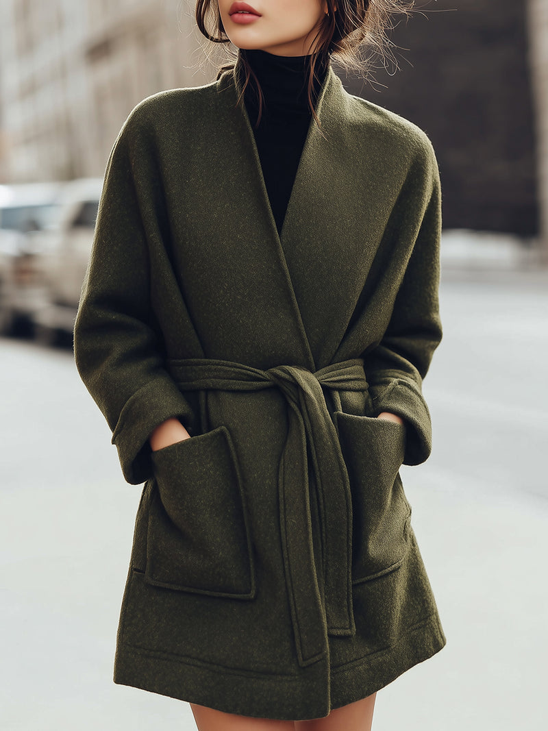 Casual Belted Wrap Coat