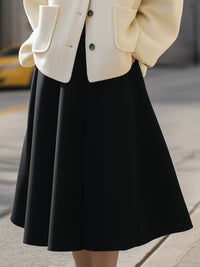 Wool Blend Oversized Cardigan Jacket And A-Line Skirt Set
