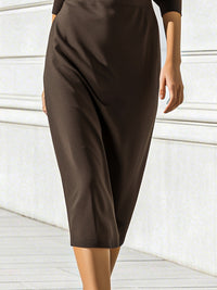 Structured Puff-Sleeve Draped Midi Dress