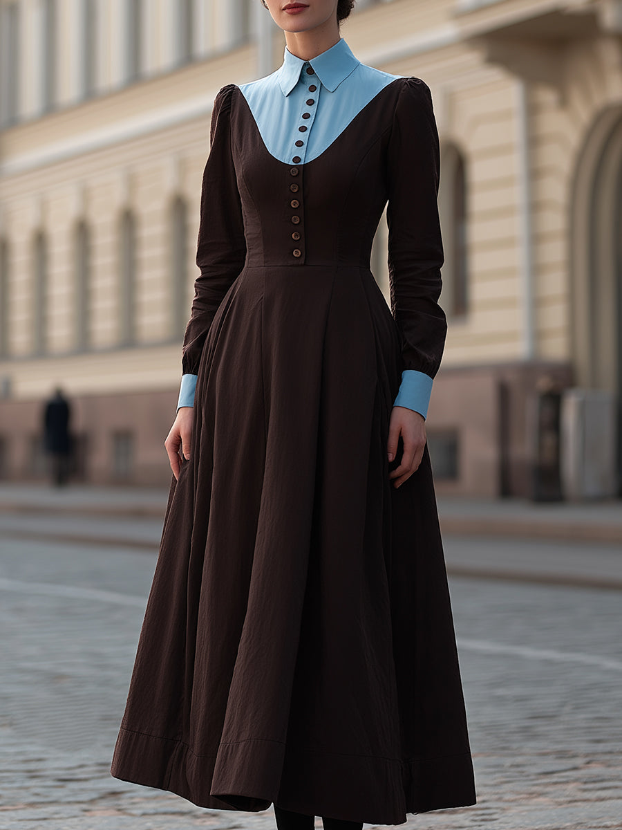 Two-Tone Vintage-Inspired Midi Dress