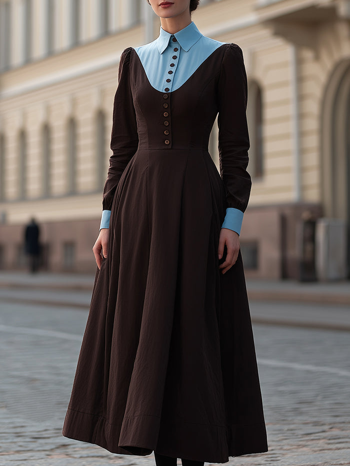 Two-Tone Vintage-Inspired Midi Dress