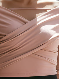 Pink Cross-Front Long Sleeve Top