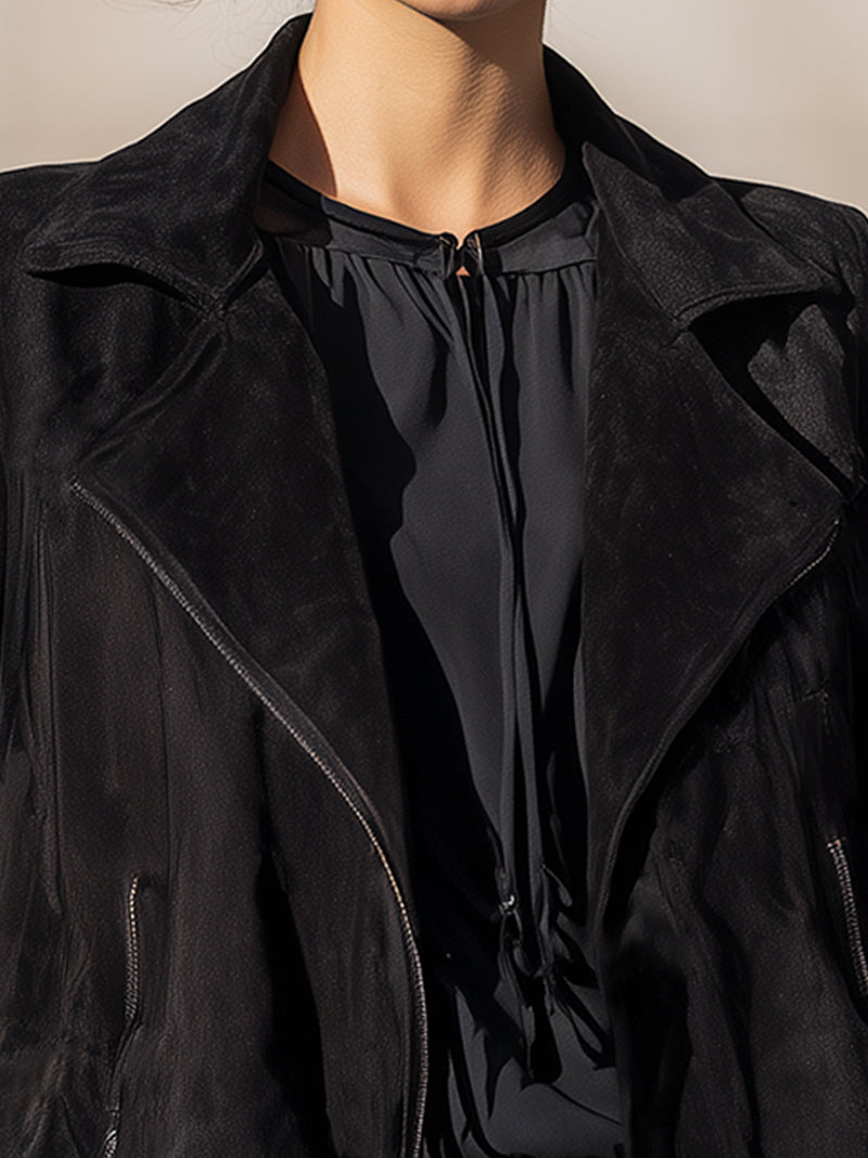 Black Suede Biker Jacket