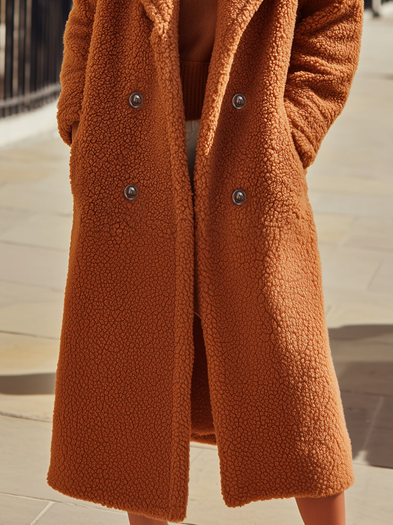 Oversized Teddy Coat With Double-Breasted Closure
