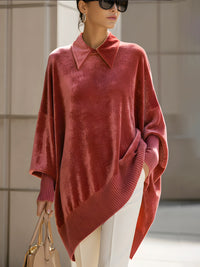 Velvet Collared Tunic Sweater