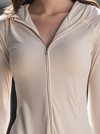 Ruffled Hem Zip-Up Hooded Dress