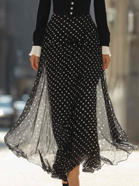 Ruffled Collar Polka Dot Maxi Dress