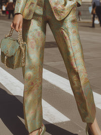 Baroque  Brocade Suit With Metallic Lapels