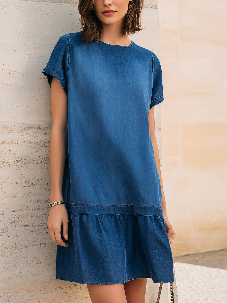 Short Sleeve Denim Mini Dress