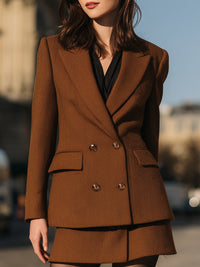 Double-Breasted Blazer Skirt Set