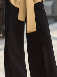 Elegant High-Waist Black Wide-Leg Crepe Trousers