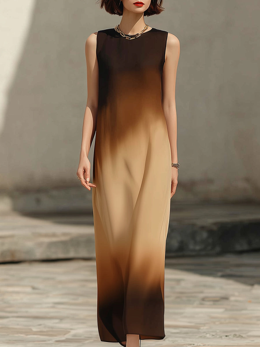 Women’s Gradient Sleeveless Maxi Dress – Elegant Minimalist Long Dress