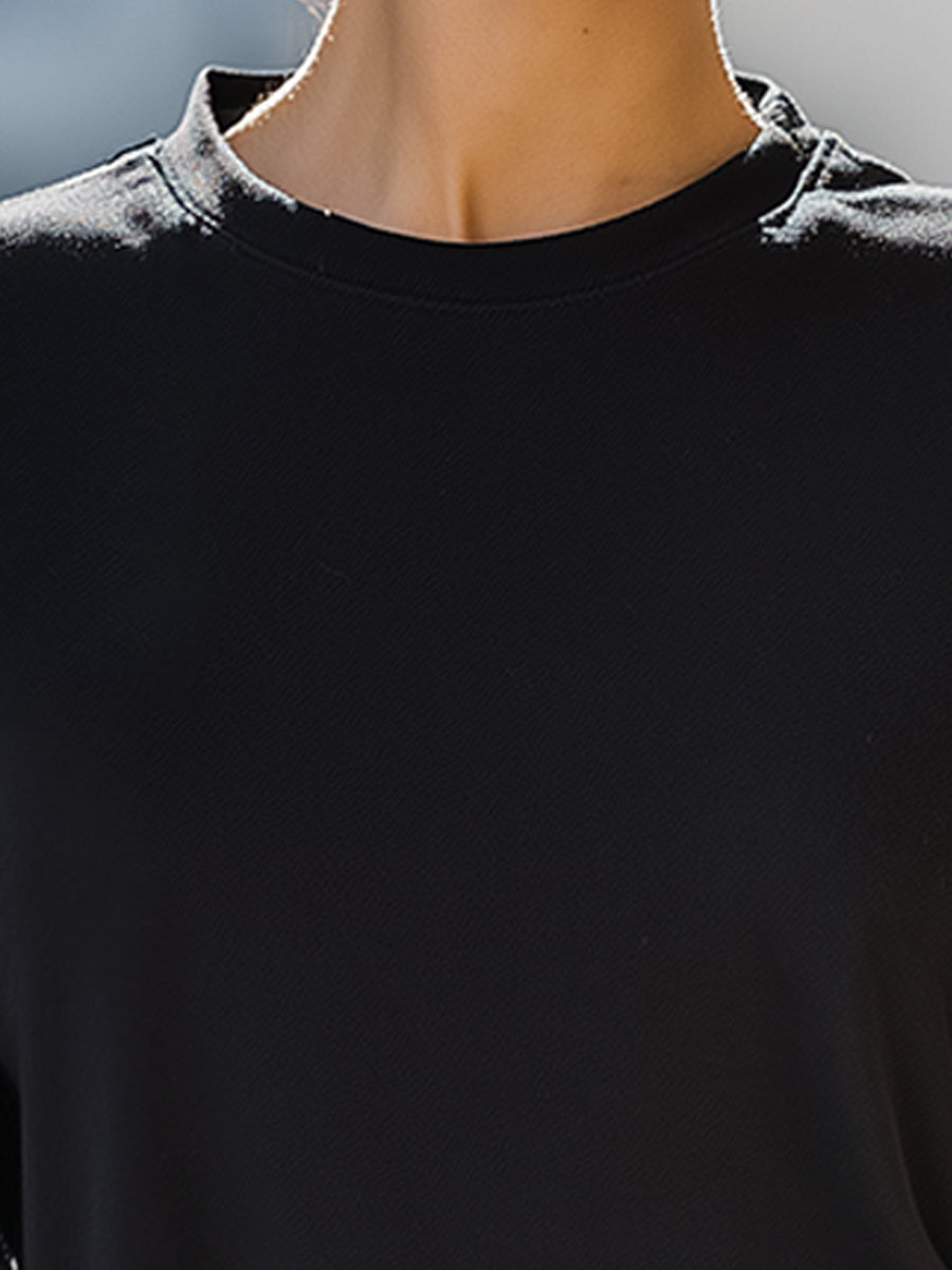 Black Sheer Mesh Sleeve Sweatshirt Top