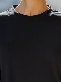 Black Sheer Mesh Sleeve Sweatshirt Top
