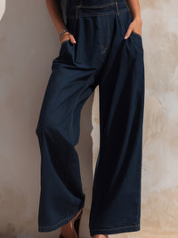 Denim Wide-Leg Overall Jumpsuit