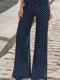 Polka Dot Halter Jumpsuit With Plunging V-Neck And Wide-Leg Silhouette