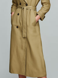 Lace-up Double-breasted Long Trench Coat