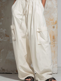 Sleeveless Drawstring Waist Cargo Jumpsuit