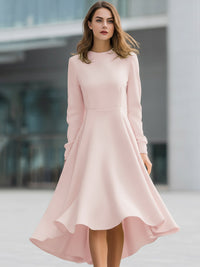 Blush Pink Long Sleeve Swing A-Line Dress