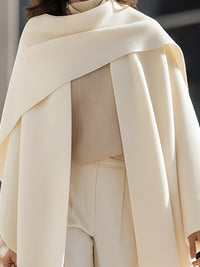 Ivory Draped Wool Cape Coat
