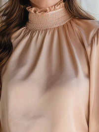 Champagne Satin High-Neck Blouse
