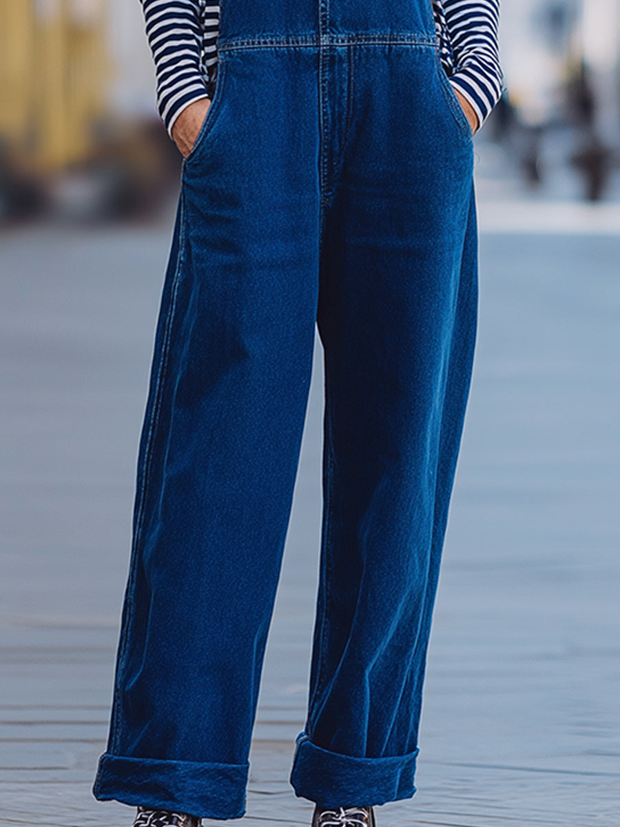Casual And Fashionable Denim Overalls