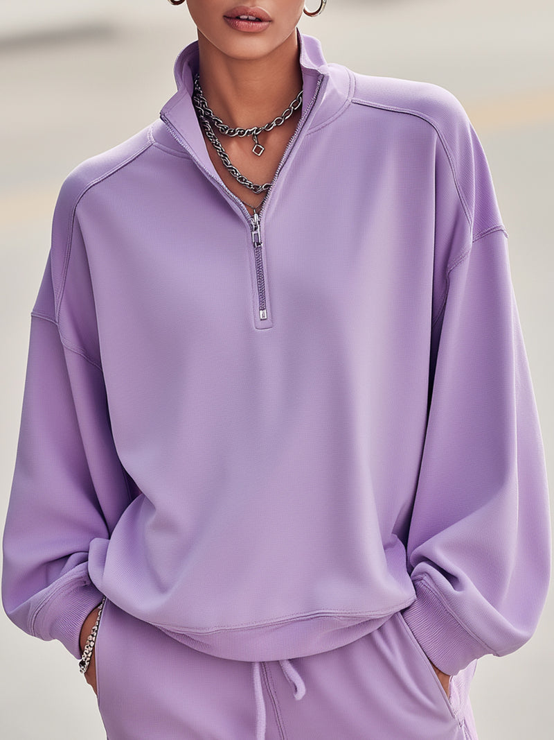 Lavender Quarter-Zip Sweatshirt