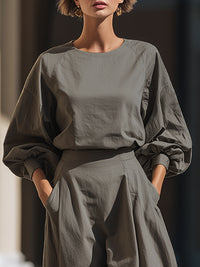 Minimalist Wide-Leg Two-Piece Set