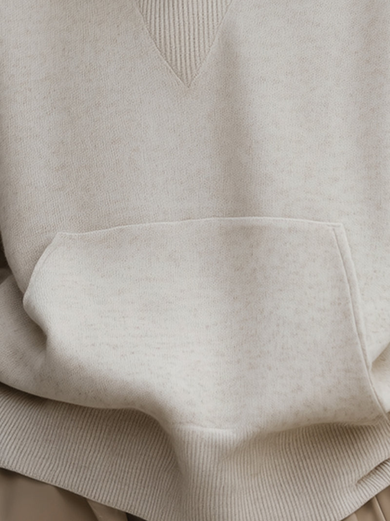 Ivory Relaxed Hoodie With Kangaroo Pocket