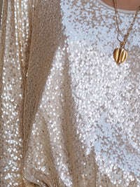 Champagne Sequin Long Sleeve Top