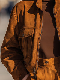 Caramel Suede Cropped Jacket