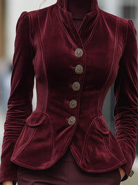 Velvet Tailored Burgundy Blazer