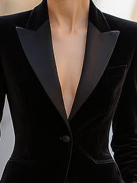 Velvet Tuxedo Blazer With Satin Lapel