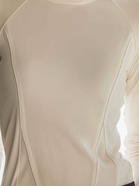 Minimalist White Mock Neck Long Sleeve Top