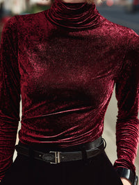 Velvet Burgundy Turtleneck Top