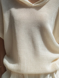 Relaxed Hooded Textured Short-Sleeve Top