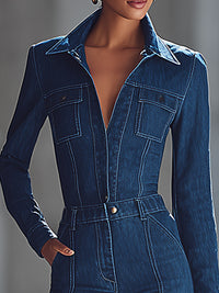 Denim Tailored Utility Jumpsuit